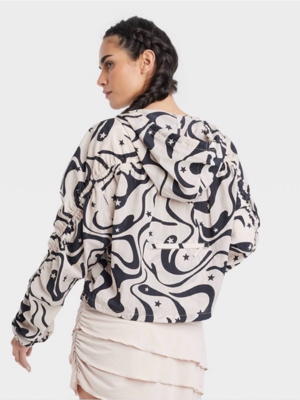 JoyLab Black & Cream Printed Hooded Jacket - Picture 3 of 11